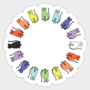 Cute Circle Rainbow Cat Graphic Sticker